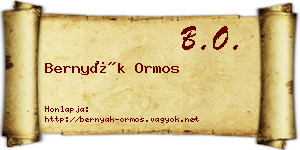 Bernyák Ormos névjegykártya